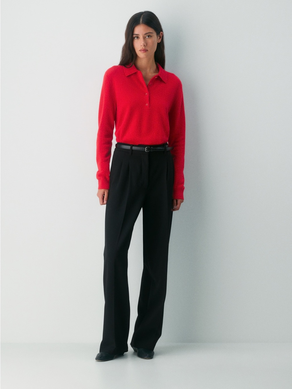 Aritzia Cashmere Polo Sweater NWT Flashing Red - Picture 2 of 5